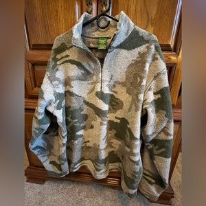 Mens Cabelas 1/4 zip camo fleece pullover